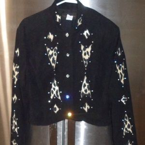 Ladies Cheetah Black Rhinestone Rail Jacket